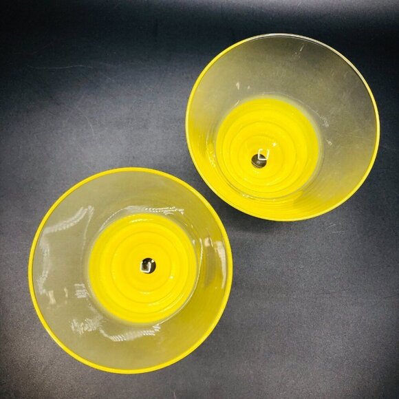 Art Deco Sherbet Custard Dessert Cup PAIR Vintage ARC FRANCE Lemon Yellow Glass - Picture 2 of 11